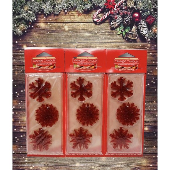 Lot of 3 Yankee Candle Sparkling Cinnamon Scented Snowflakes Lot of 3 Christmas - Picture 4 of 4